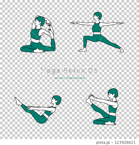 Simple vector illustration set 03 of young women doing yoga poses Simple vector illustration set 03 of young women doing yoga poses 123926621