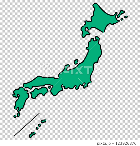一張粗略繪製的日本地圖 123926876