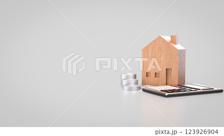 The House and Calculator for Business concept 3d Rendering. 123926904