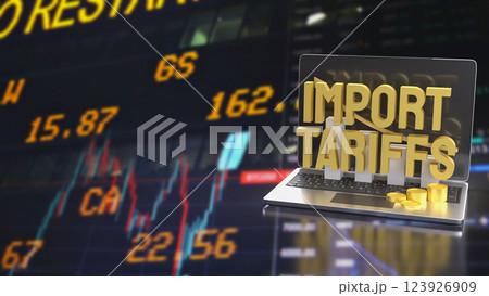 The Import tariff and chart on Notebook for Business concept 3d Rendering. 123926909