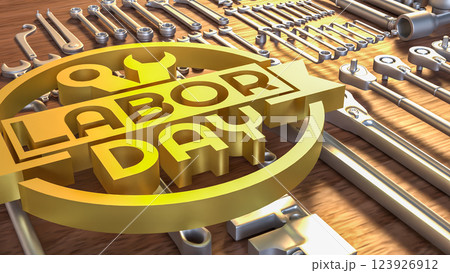 The Labor Day and tool for Holiday concept 3d Rendering. 123926912