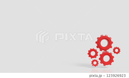 The Red Gear on white Background for engineering concept 3d Rendering. 123926923