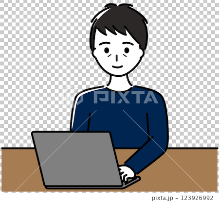 ノートパソコンを操作する中年男性 123926992