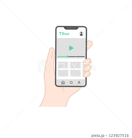 スマホでテレビ視聴・動画配信を楽しむアイコン (見逃し配信・VOD・ストリーミング) スマホでテレビ視聴・動画配信を楽しむアイコン (見逃し配信・VOD・ストリーミング) 123927518