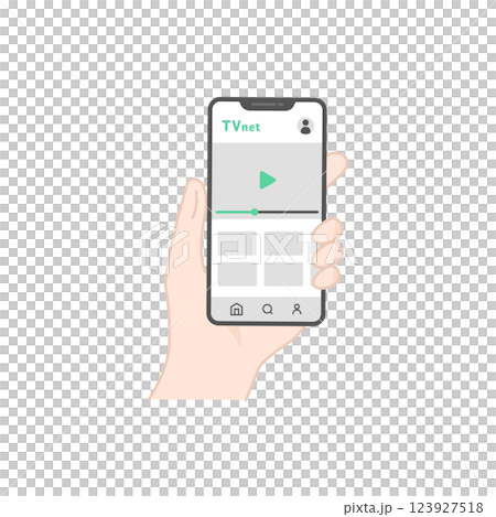 スマホでテレビ視聴・動画配信を楽しむアイコン (見逃し配信・VOD・ストリーミング) スマホでテレビ視聴・動画配信を楽しむアイコン (見逃し配信・VOD・ストリーミング) 123927518
