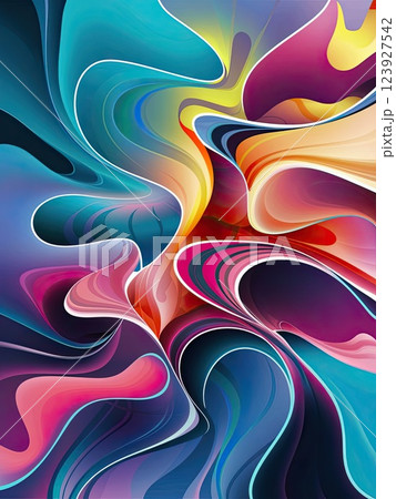 Abstract art design with liquid shapes with overlay effect with Generative AI. 123927542