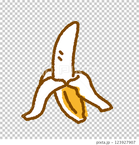 皮を剥いたバナナのベクターイラスト 123927907