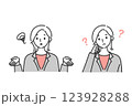 困っているビジネスパーソン女性の上半身セット 123928288