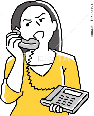 固定電話を持って話をする女性 123928404