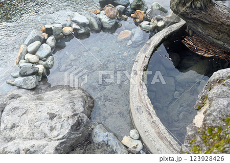 秋山郷切明 切明温泉河原の湯 秋山郷切明 切明温泉河原の湯 123928426