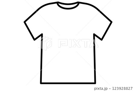 メンズのクルーネックTシャツ、白黒のシンプルな線画アイコン 123928827