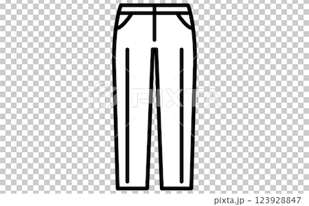 Bottoms, trousers (slacks) with folds, simple black and white line icon 123928847
