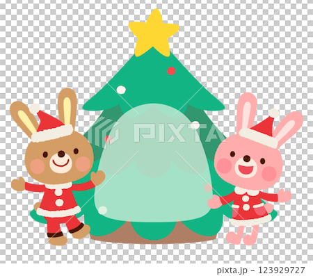 かわいいウサギのサンタクロース クリスマス メッセージカード かわいいウサギのサンタクロース クリスマス メッセージカード 123929727