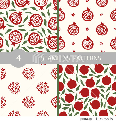 Vector seamless pattern with fruit pomegranate Vector seamless pattern with fruit pomegranate 123929919