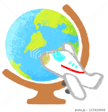 シンプルイラスト クレヨンタッチ 世界一周 シンプルイラスト クレヨンタッチ 世界一周 123929948