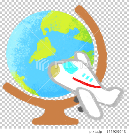 シンプルイラスト クレヨンタッチ 世界一周 シンプルイラスト クレヨンタッチ 世界一周 123929948