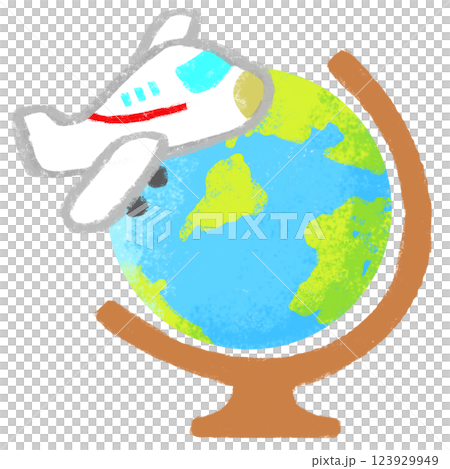 シンプルイラスト クレヨンタッチ 世界一周 シンプルイラスト クレヨンタッチ 世界一周 123929949