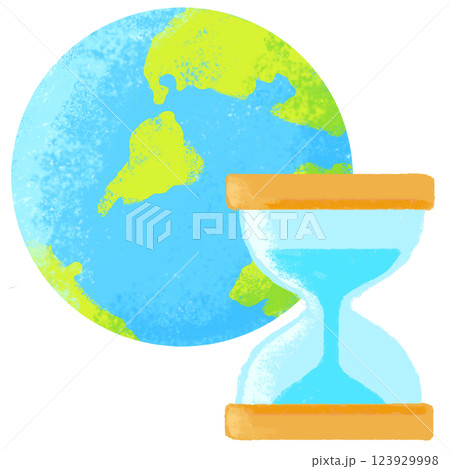 シンプルイラスト クレヨンタッチ 地球の期限 シンプルイラスト クレヨンタッチ 地球の期限 123929998