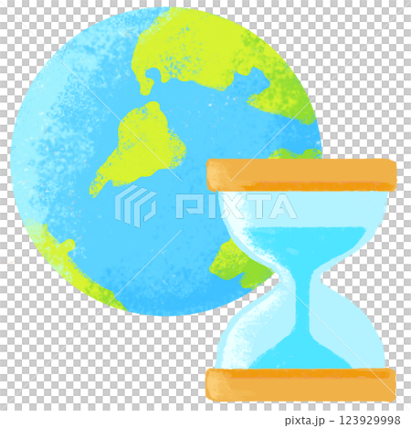 簡單的插圖，蠟筆觸感，地球的最後期限 123929998