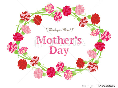 母の日の赤とピンクのカーネーション花束タイトル枠素材 母の日の赤とピンクのカーネーション花束タイトル枠素材 123930083