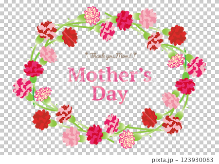 母の日の赤とピンクのカーネーション花束タイトル枠素材 母の日の赤とピンクのカーネーション花束タイトル枠素材 123930083