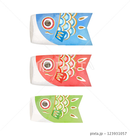 可愛い水彩タッチの鯉のぼりのイラスト 123931057