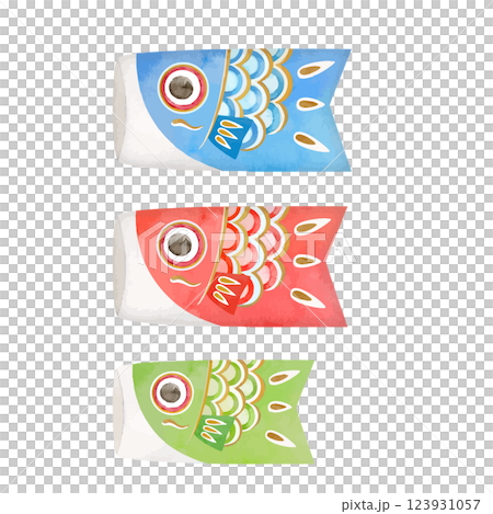 可愛的水彩鯉魚旗插圖 可愛的水彩鯉魚旗插圖 123931057