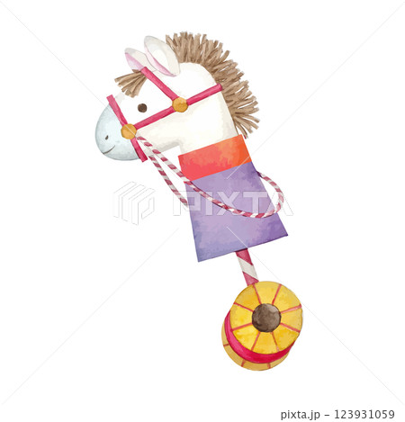 水彩手書きの春駒のイラスト 123931059