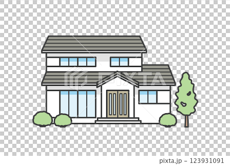 和風もしくは和モダンの一軒家のイラスト 和風もしくは和モダンの一軒家のイラスト 123931091