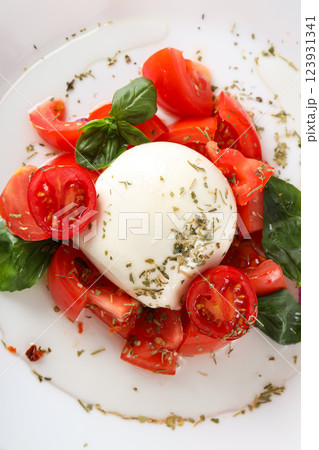 Salad Caprese, concept of tasty and delicious food 123931341