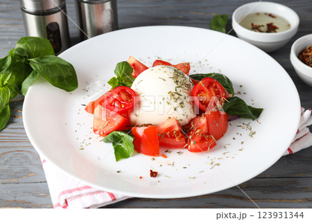 Salad Caprese, concept of tasty and delicious food Salad Caprese, concept of tasty and delicious food 123931344
