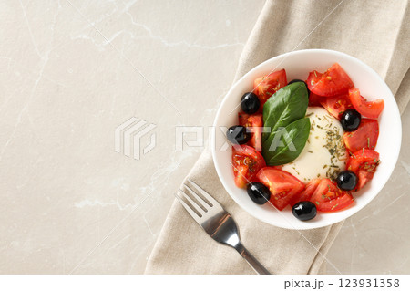 Salad Caprese, concept of tasty and delicious food 123931358