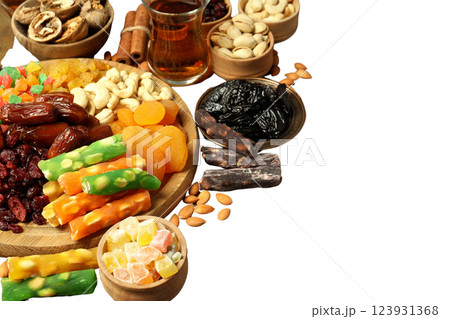 PNG, Ramadan. Set of traditional food, isolated on white background. PNG, Ramadan. Set of traditional food, isolated on white background. 123931368