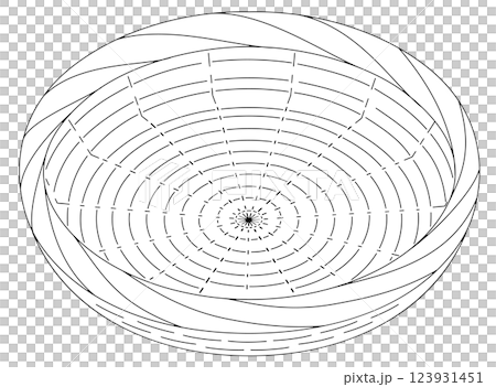 圓籃插畫素材的單色線描 圓籃插畫素材的單色線描 123931451