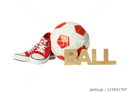 PNG,Soccer ball with sneakers, isolated on white background PNG,Soccer ball with sneakers, isolated on white background 123931707