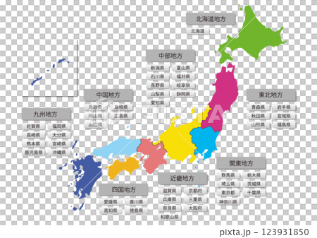 日本地図_県境線なし_01ピンクマルチ 123931850