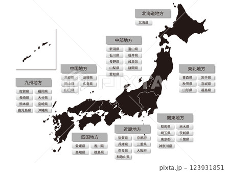 日本地図_県境線なし_01ブラック  123931851