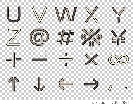 Cute monochrome letters Alphabet U to Z Symbols Cute monochrome letters Alphabet U to Z Symbols 123932066