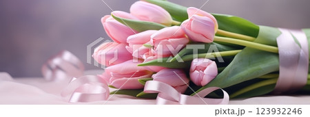 Bouquet of pink tulips 123932246