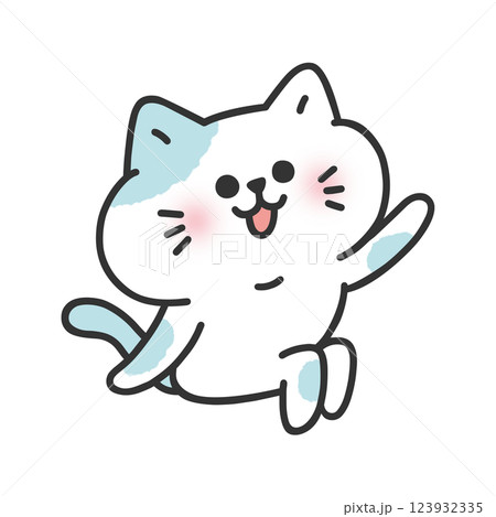 ちょこんと座るかわいいネコ・挙手 ちょこんと座るかわいいネコ・挙手 123932335