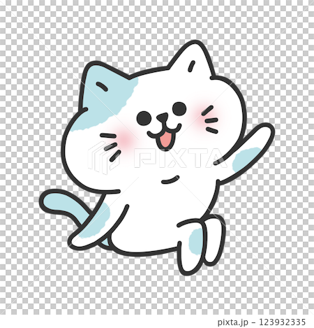 ちょこんと座るかわいいネコ・挙手 ちょこんと座るかわいいネコ・挙手 123932335