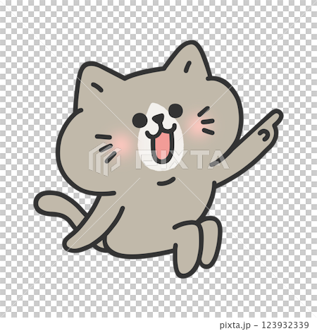 A cute cat sitting and pointing A cute cat sitting and pointing 123932339