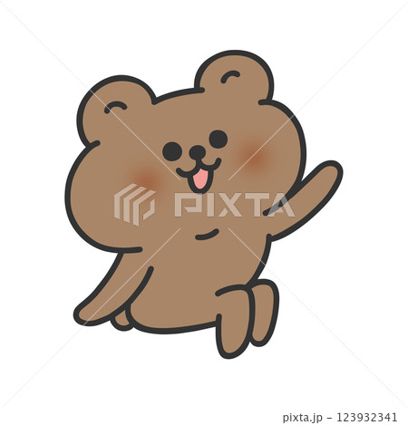 ちょこんと座るかわいいクマ・挙手 ちょこんと座るかわいいクマ・挙手 123932341
