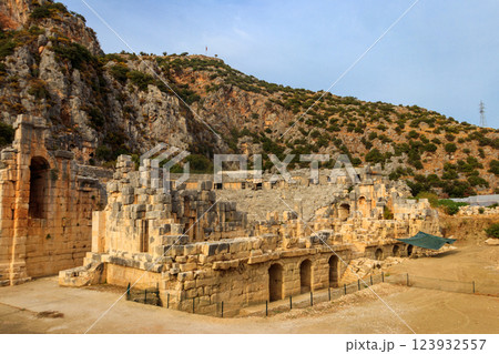 Ruins of ancient Greek-Roman theatre of Myra in Demre, Antalya province in Turkey Ruins of ancient Greek-Roman theatre of Myra in Demre, Antalya province in Turkey 123932557
