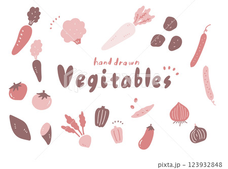 くすみカラーの野菜のイラストセット 123932848