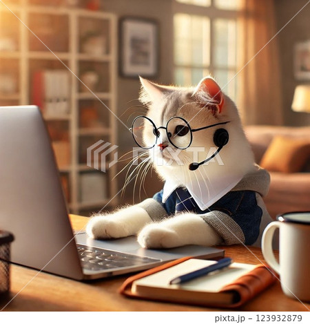 パソコン猫 パソコン猫 123932879