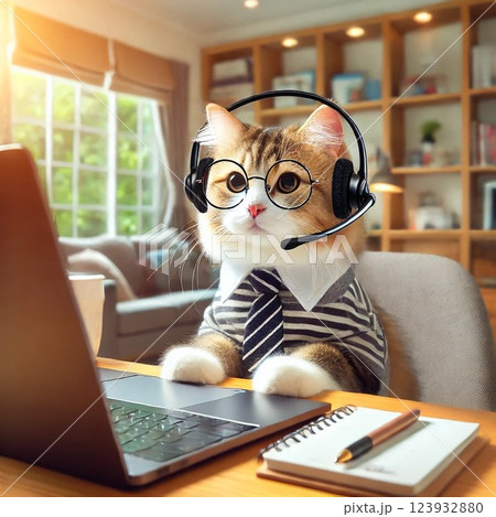 パソコン猫 パソコン猫 123932880