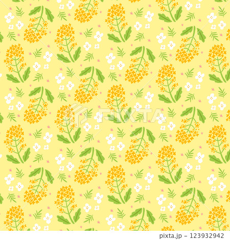 菜の花のイラストの柄 123932942