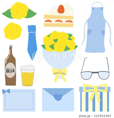 手描き感のある父の日セット（線なし） 123932993