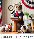 演説する猫 123933136